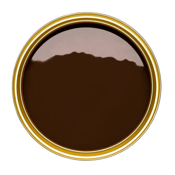 istock TIN CAN OF DARK BROWN PAINT ON WHITE BACKGROUND 963155132