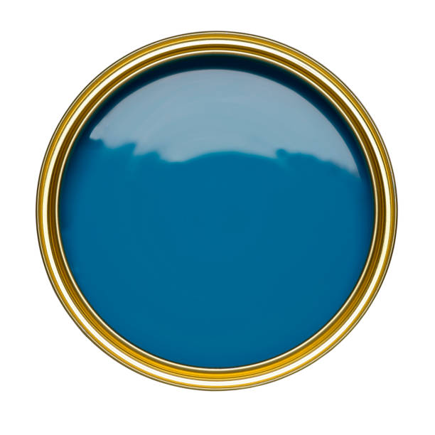 istock TIN CAN OF BLUE PAINT ON WHITE BACKGROUND 963155260