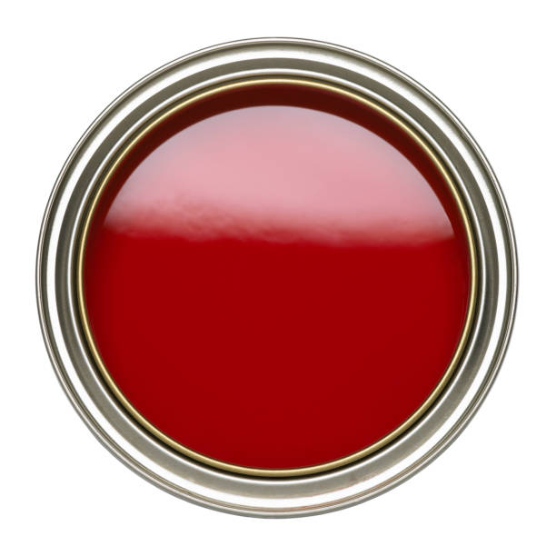 istock TIN CAN OF BRIGHT RED PAINT ON WHITE BACKGROUND 963155262
