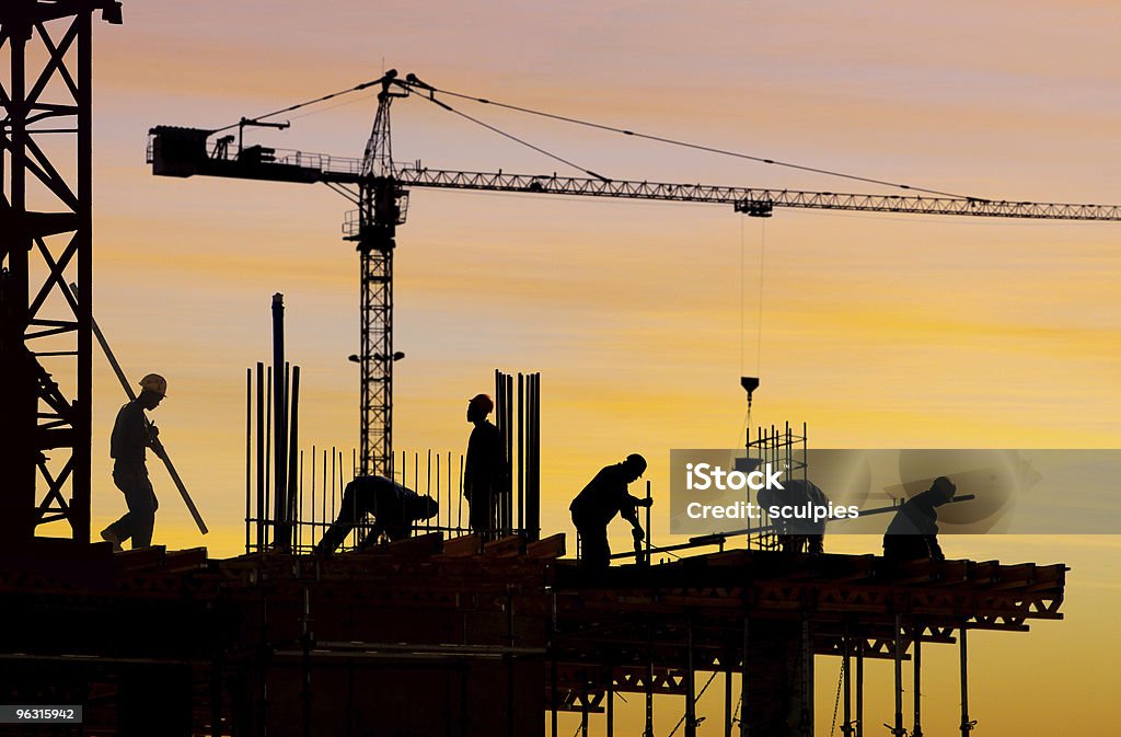 construction site silhouette  In Silhouette Stock Photo