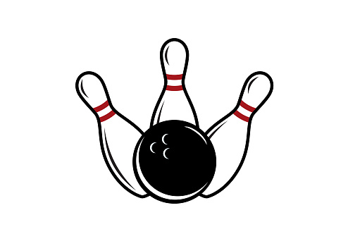 Bowling pin and bowling ball. Bowling on a white background