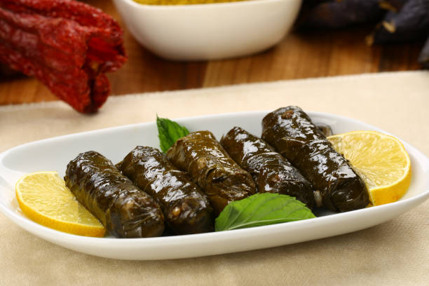 istock Dolmades - stuffed grape leaves with rice and meat 963170422