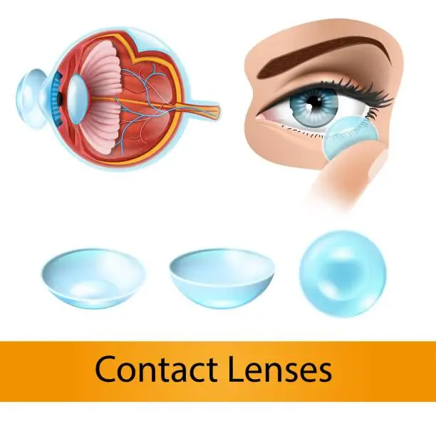 Vector illustration of Contact Lenses Vector Concept or Chart with Eye