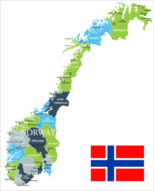 Map of Norway - Vector Map of Norway - Vector illustration green map of norway stock illustrations