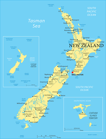 Map of New Zealand - Vector illustration