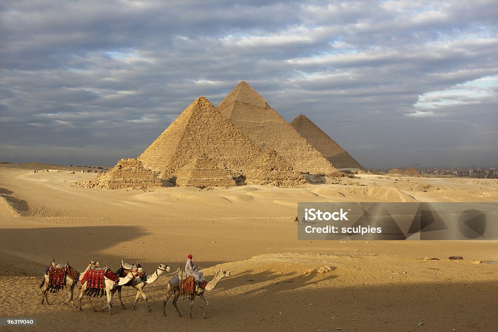 Pirâmides Egipto camels - Royalty-free Arqueologia Foto de stock