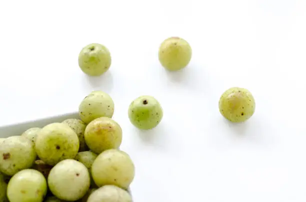 Indian Gooseberry: berry of high vitamin-c on the white background