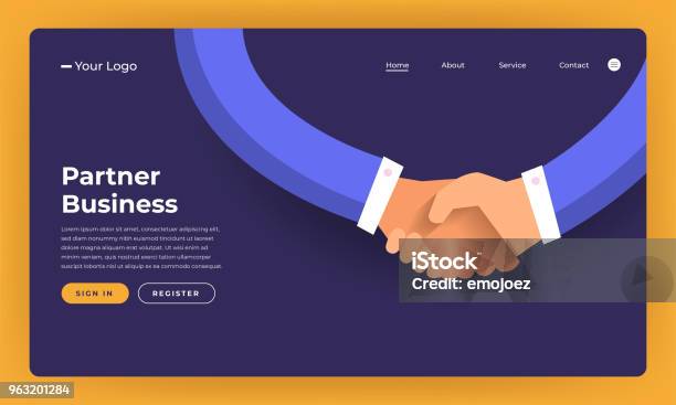 Mockup Design Website Flat Design Concept Partner Business Deal Vector Illustration Stock Illustration - Download Image Now