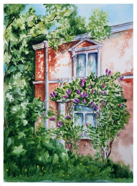 istock old house with a Bush of lilac in St. Petersburg 963205464