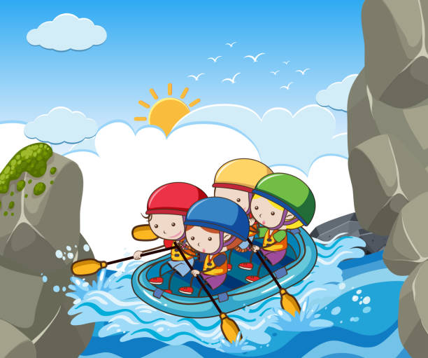20+ Family River Rafting Stock Illustrations, Royalty-Free Vector ...