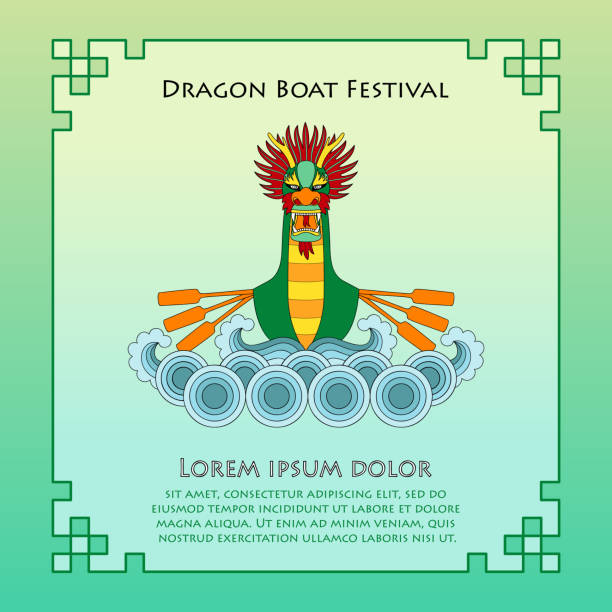 illustrazioni stock, clip art, cartoni animati e icone di tendenza di modello dragon boat - asian culture dragon textile symbol