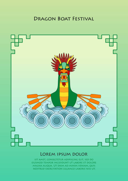 illustrations, cliparts, dessins animés et icônes de modèle de bateau dragon - asian culture dragon textile symbol