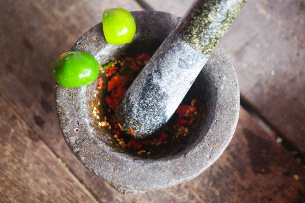 istock Prepare ingredient inside the stone mortar, Thai food 963220738