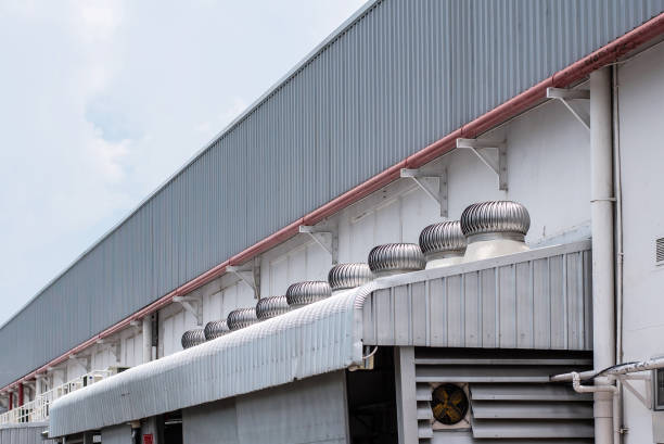 istock Air ventilation system on rooftop of factory 963230698