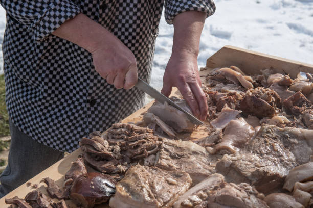 istock Meat preparing, cooked of entrails 963234550