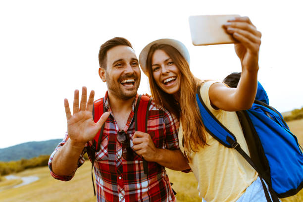 istock Couple hiking and having fun 963234674