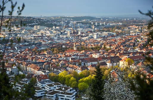 Freiburg. View of the City from Schlossbergturm hills.