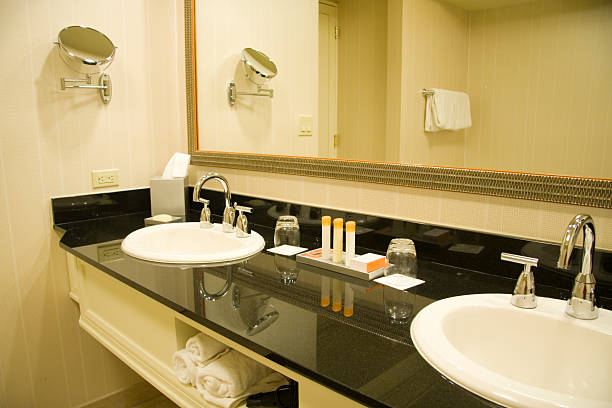 Double Sink with Marble Vanity stock photo