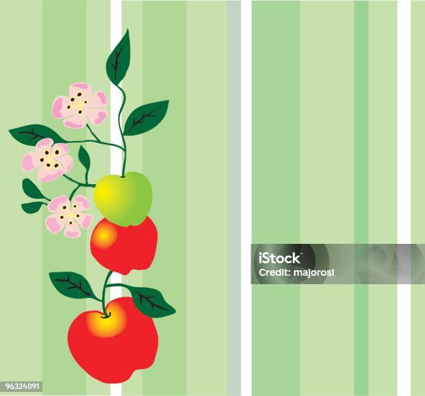 Maçãs Com Flores - Arte vetorial de stock e mais imagens de Macieira - Macieira, Vetor, Clip Art