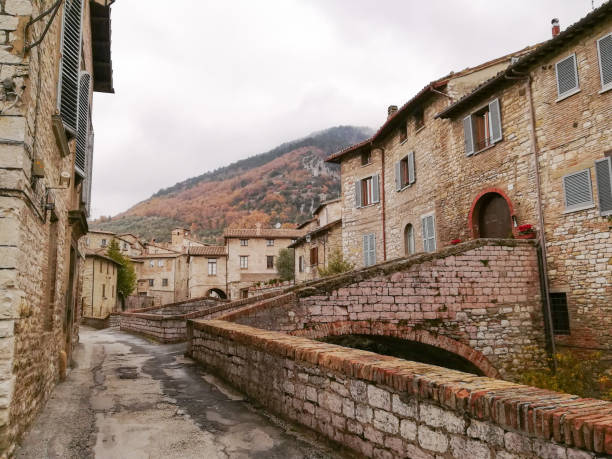 Gubbio old town view. Italian medieval city