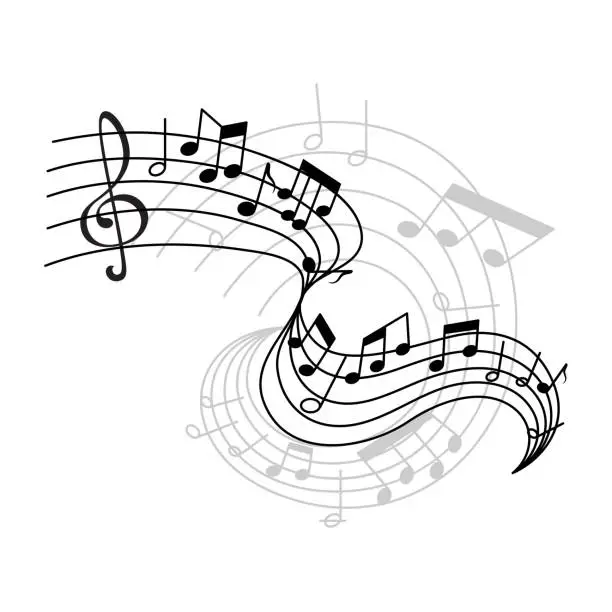 Vector illustration of Vector music notes on staff icon