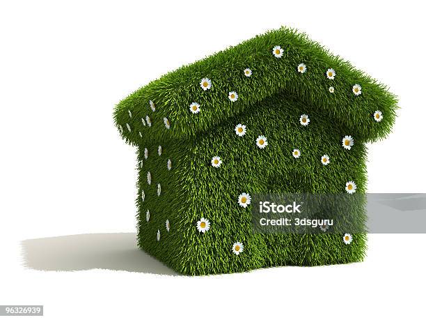 Grass And Flower Covered House Stock Photo - Download Image Now - Architecture, Building Exterior, Built Structure