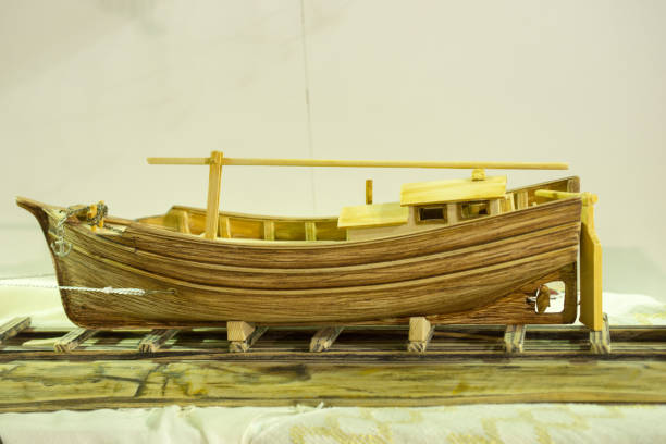 Mini size little colorful model boat in view