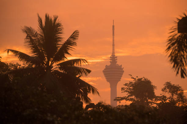 KL Tower with a vibrant sunrise