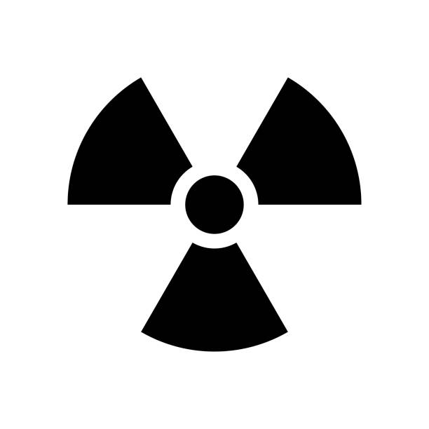 illustrazioni stock, clip art, cartoni animati e icone di tendenza di icona vecor simbolo radiazione. icona radioattività in colore nero - plutonio