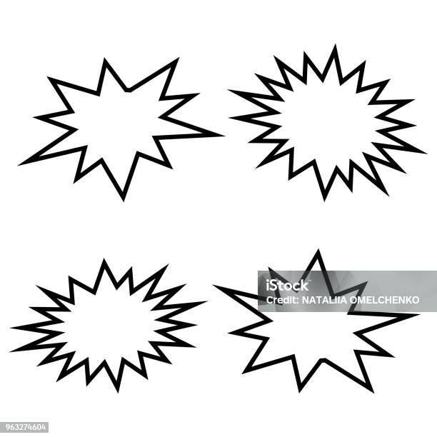 Bursting Speech Star Set Vector Illustration Stock Illustration - Download Image Now - Exploding, Cartoon, Lens Flare