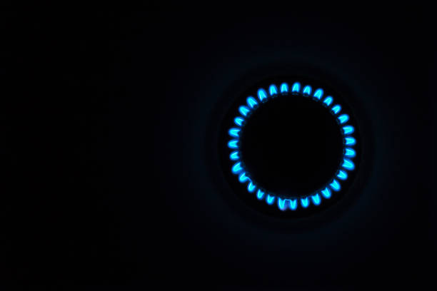 istock Natural gas with blue flames 963278670
