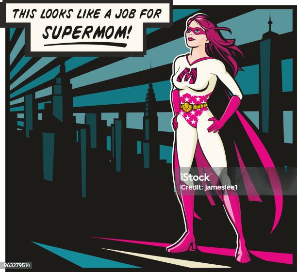 Supermom Stock Illustration - Download Image Now - Supermom, Vector, Superhero