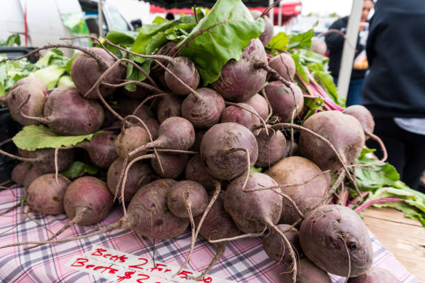 ファーマーズマーケットで新鮮なビート - farmers market agricultural fair agriculture beet ストックフォトと画像