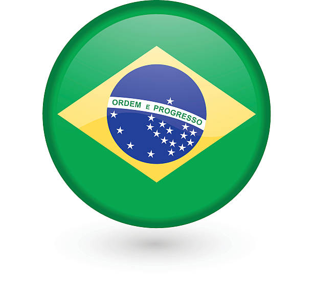Brazilian flag vector button vector art illustration
