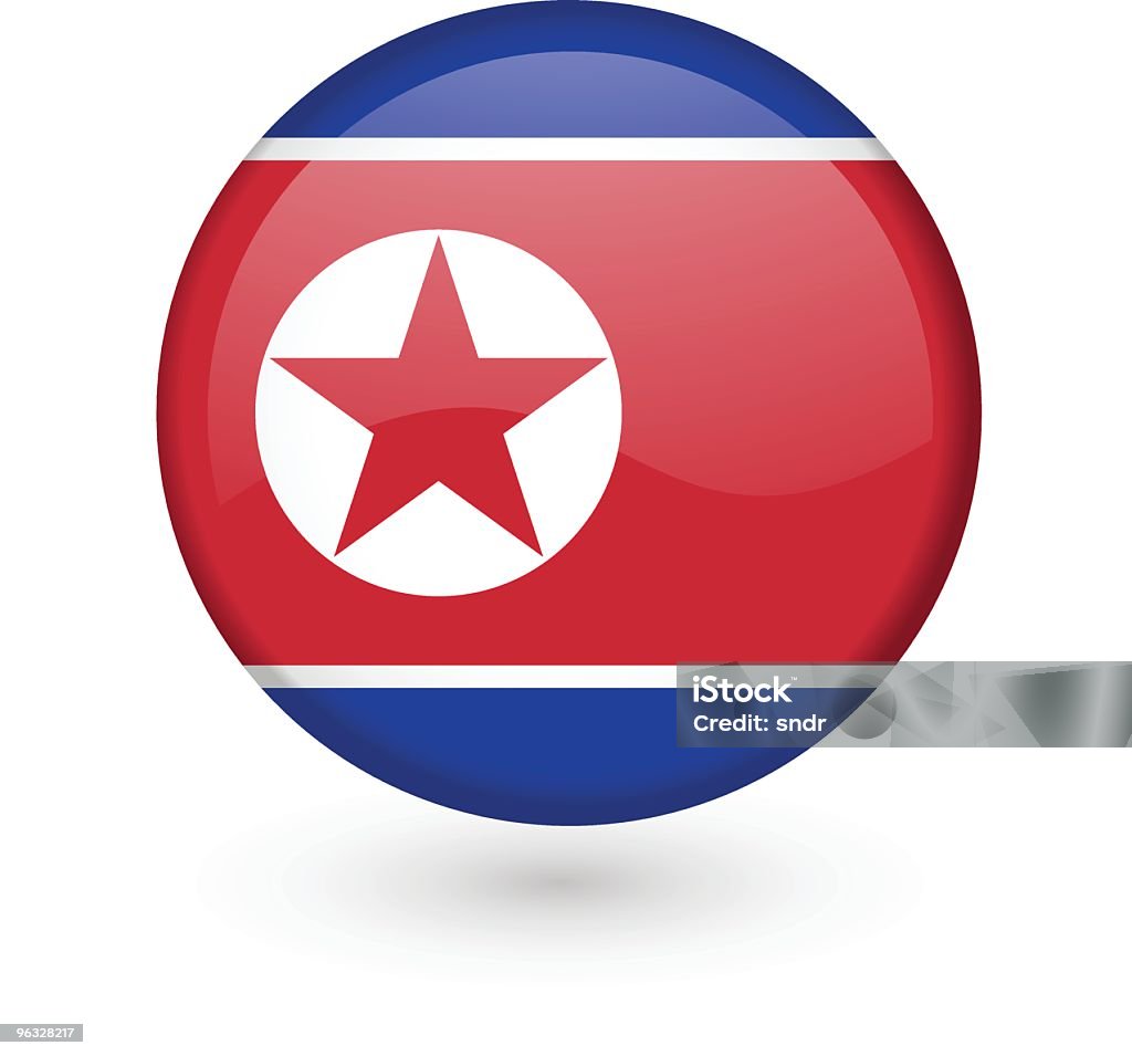 Vecteur de bouton Drapeau nord-coréen - clipart vectoriel de Badge libre de droits