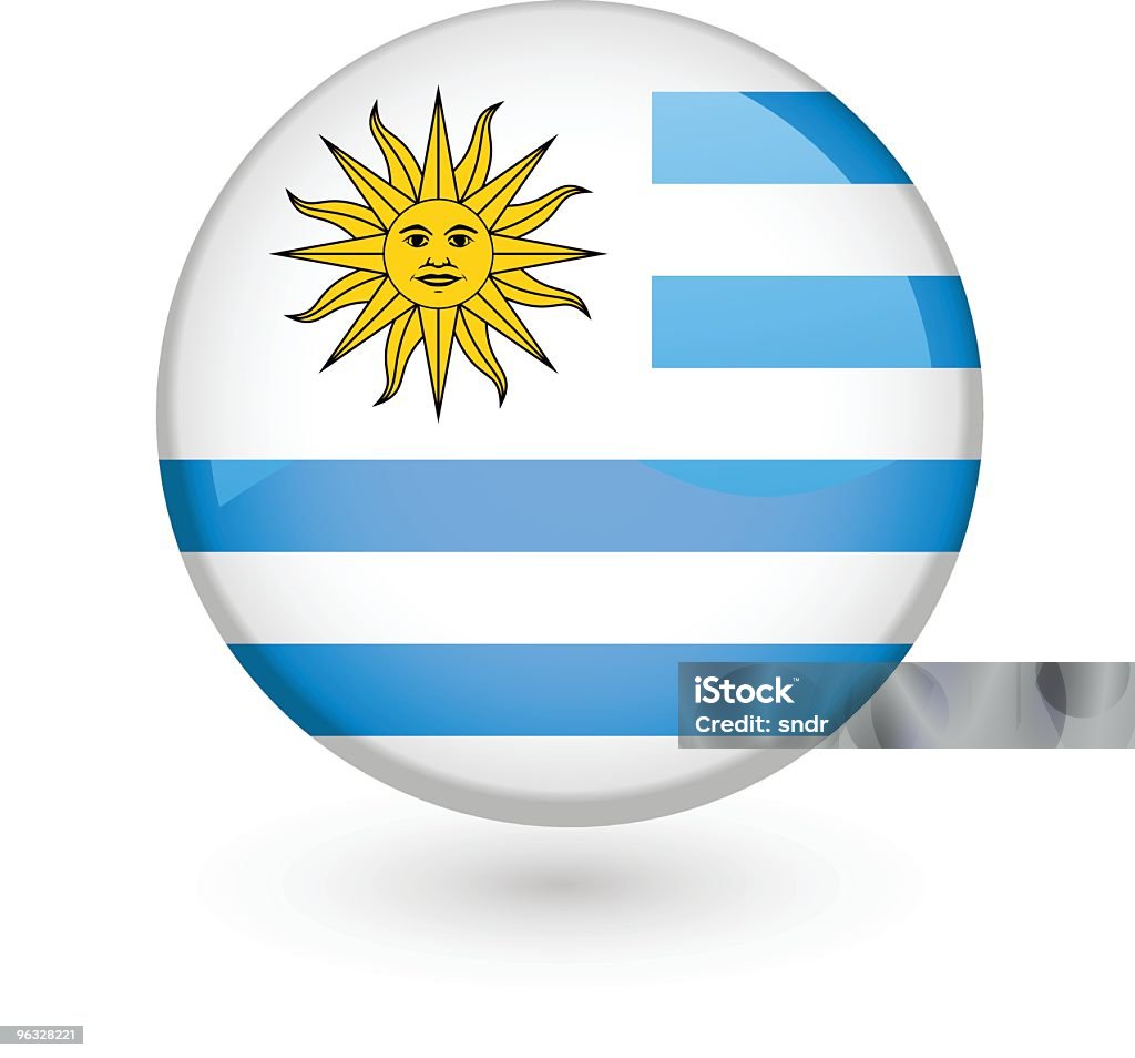 Uruguayische Flagge Vektor-Schaltfläche - Lizenzfrei Abzeichen Vektorgrafik