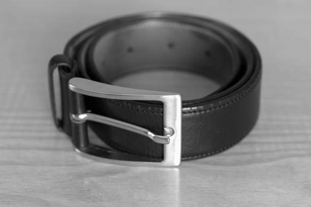 istock Close-up of a black leather belt 963283068