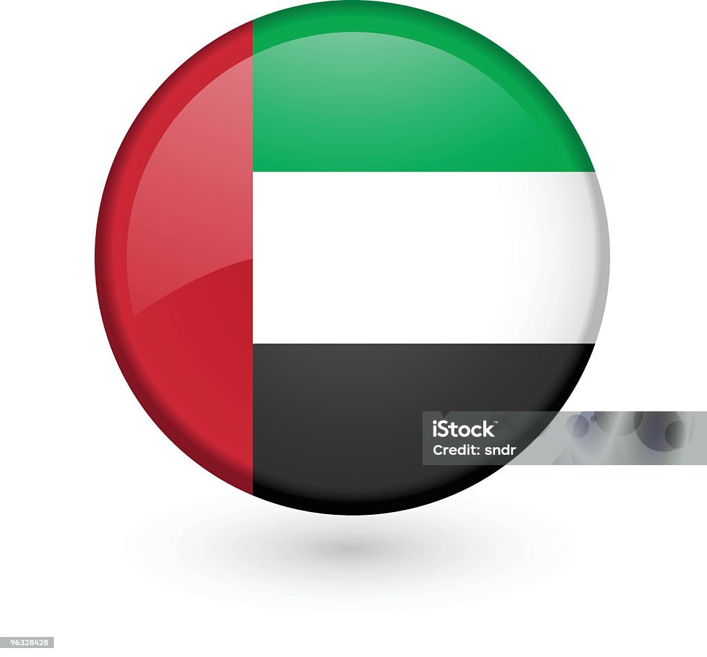 Botón vector de bandera de emiratos árabes unidos - arte vectorial de Bandera libre de derechos