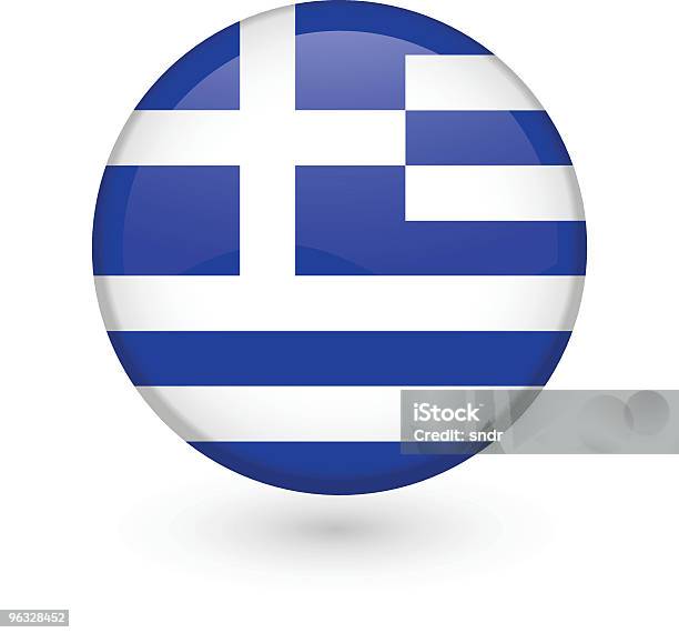 Ilustración de Bandera Griega Vector Botón y más Vectores Libres de Derechos de Atenas - Grecia - Atenas - Grecia, Bandera, Bandera Griega