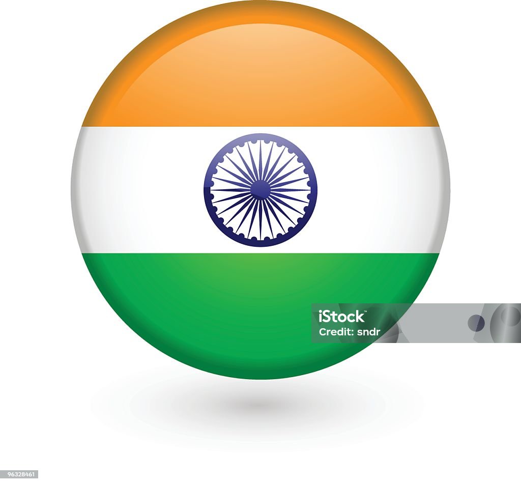 Bouton Drapeau indien de VECTEUR - clipart vectoriel de Drapeau indien libre de droits