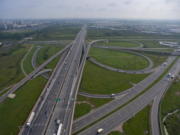 istock Aerial view on roads junction 963284852