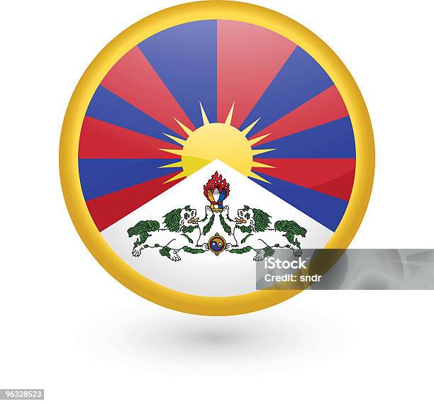 Ilustración de El Tíbet Bandera De Botón Vector y más Vectores Libres de Derechos de Bandera - Bandera, Bandera nacional, Botón pulsador