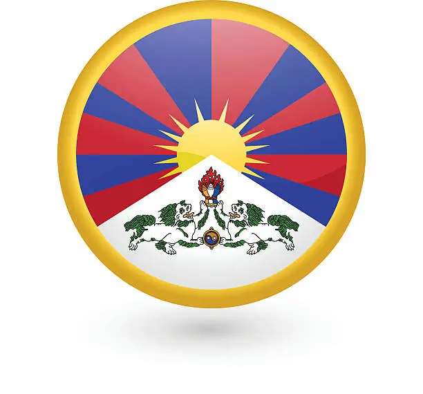 Vector illustration of Tibet flag vector button