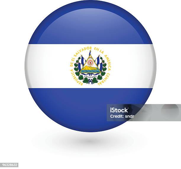 Вектор Кнопка Флаг Сальвадора — стоковая векторная графика и другие изображения на тему Сальвадор - Сальвадор, Флаг, Герб