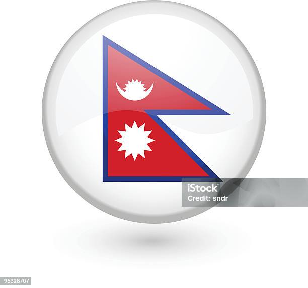 Nepalese Vettore Di Pulsante Bandiera - Immagini vettoriali stock e altre immagini di Badge - Badge, Bandiera, Bandiera nazionale