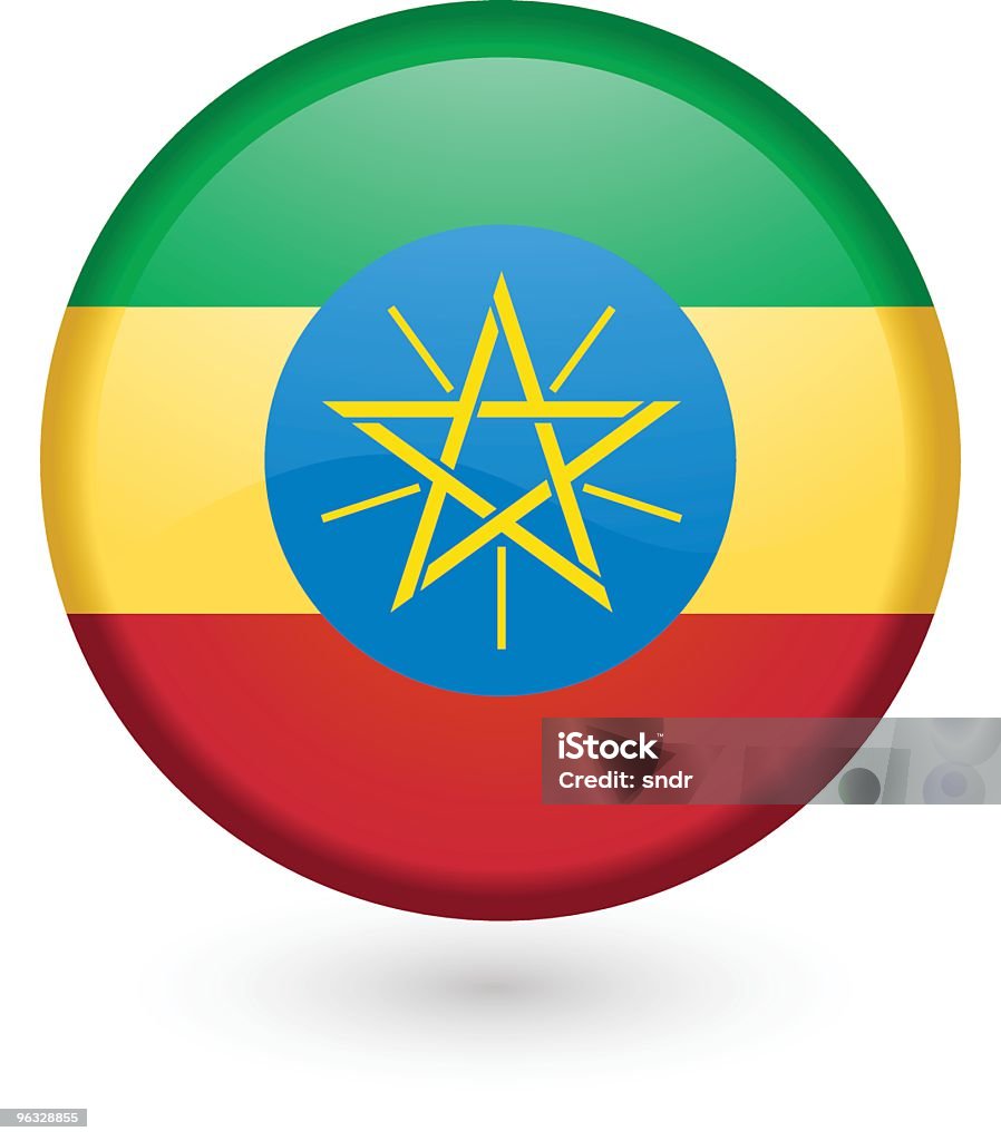 Vettore di pulsante Bandiera dell'Etiopia - arte vettoriale royalty-free di Addis Abeba