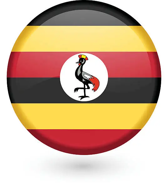 Vector illustration of Uganda flag vector button