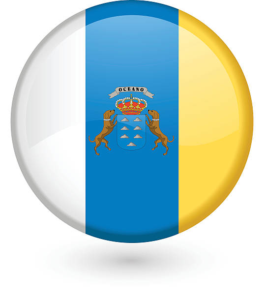 Canary Islands flag button vector art illustration