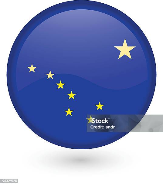 Кнопка Флаг Аляски — стоковая векторная графика и другие изображения на тему Аляска - Штат США - Аляска - Штат США, Без людей, Блестящий