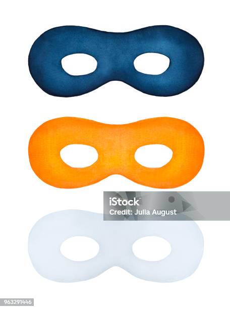 Colorful Party Masks Illustration Collection Stock Illustration - Download Image Now - Mask - Disguise, Superhero, Watercolor Painting